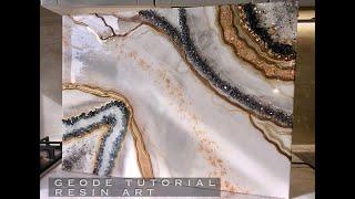 Classic geode tutorial RESIN art. Картина из эпоксидной смолы СРЕЗ КАМНЯ.