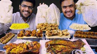 Eating BBQ's Fish, Chicken, Malai boti, Kastori boti, kebab with Rumali Roti | Mukbang Asmr