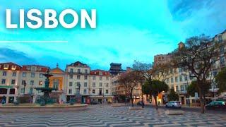 Rossio Square in Lisbon at Sunrise