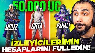 50.000 UC'YE İZLEYİCİLERİMİN HESABINI FULLEDİM!!  UCUZ, ORTA, PAHALI HESAP FULLEME | PUBG MOBILE