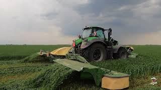 Mowing First Cutting Alfalfa near Wahpeton North Dakota