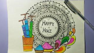 Holispecial New mandala Art //By kajal kacher// Step-by-step//HAPPY HOLI