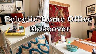 Eclectic Home Office Makeover / Decorating w/ Thrifted finds / Home office Décor