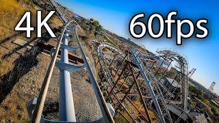 Road Runner Express front seat on-ride 4K POV @60fps Six Flags Fiesta Texas