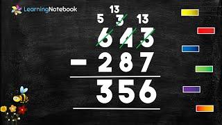 Subtraction of 3 digit numbers with borrowing