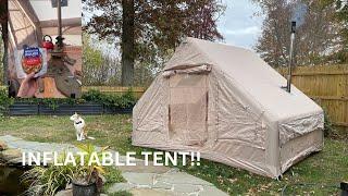 Inflatable HOT TENT camping with my dog