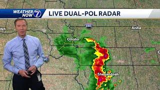 Strong thunderstorms southeast of Omaha Sunday