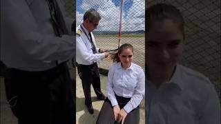 Female Pilot Forced welcome haircut by staff ‍️‍️#buzzcutvideos #pilotlife #youtubeshorts