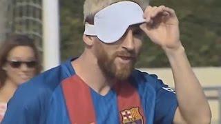 Lionel Messi and Barca challenge the Spanish Blind football team