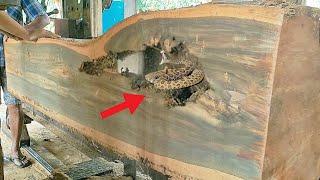 surprising discovery while sawing a teak log