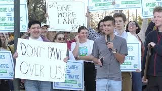 Josh Kincheloe speaking outside TxDOT I-35 Public Hearing (2/9/23) - 2/2