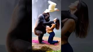 Waterfall Yoga with Gorillas #nature #animals #explore #happy #love #life #yoga #funny #trending