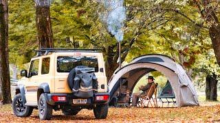 Solo Jimny Camping, Wood Stove & Cast Iron Cooking ASMR | Relax in Australia's Golden Autumn 