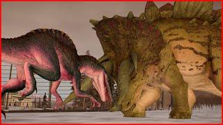 Spinoraptor VS Stegoceratops - Jurassic Clash | Jurassic World Evolution 2