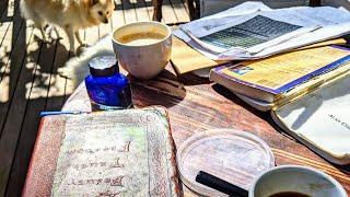 Sunday on the deck with dogs... reviewing my 'pet' plans in musing mode...