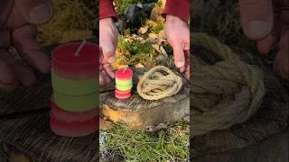 Storm-Proof Firestarter: Rope and Wax Lifehack. #survival #camping #lifehacks