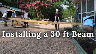 We put up the MASSIVE 30 ft Beam // 1930s farmhouse renovation