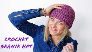 Left handed crochet beanie hat for beginners EASY