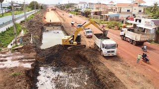 The project was started with construction using excavators.