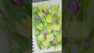 Messy Flower Painting Tulip Field Painting Tutorial for Total Beginners