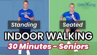 30 Min | 2 Part Seated and Standing Indoor Walking Workout | For Seniors, Older Adults and Beginners