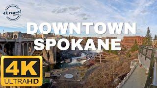 4k Spokane, Washington downtown walk tour