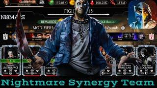Nightmare Team In FW Survivor Mode Gameplay MK Mobile | Jason Vorhees, Leather-Face & Freddy Krueger