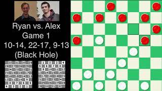 Ryan and Alex play four instructional checkers games against each other