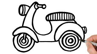 How to Draw a Moped | Easy Vehicle Step-by-Step Tutorial!