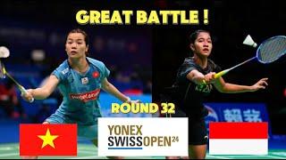 Great Battle! Thuy Linh Nguyen against Ester Nurumi Tri Wardoyo at Yonex Swiss Open 2024 Badminton
