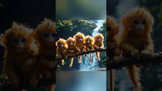 Look! The big waterfall! #youtubeshorts #pets #animals #monkey #funny #cute #shorts #fyp