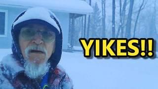 I Checked the Trail Camera  - Then THIS Happened During a SNOW STORM!!  Wilderness Off Grid Cabin