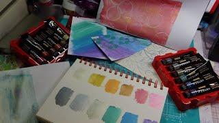 Free Form Friday: Trying Arteza Metallic Gouache for Backgrounds, Stenciling, Stamping & Gel Press!