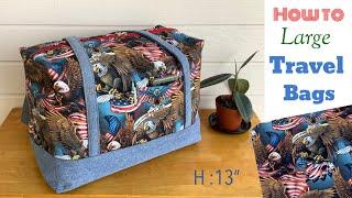 how to sew a  travel bags tutorial. sewing diy a large travel bags tutorial. denim travel bags