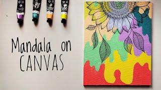 Creative canvas painting ideas  | boho canvas painting | mandala art on canvas | acrylic painting