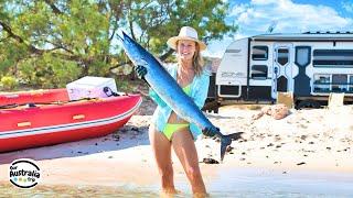 Catching MONSTER Fish on our Inflatable Boat! North Lefroy Beach Camping, Ningaloo Coast [EP56]