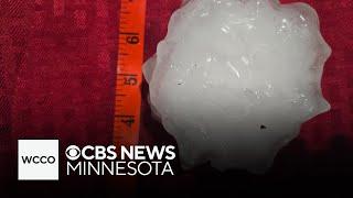 Photos show hail the size of baseballs (even larger) in Monticello