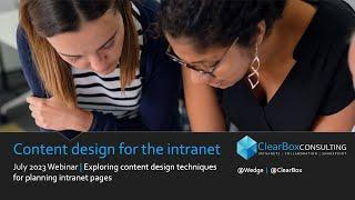 Content design for the intranet July 2023