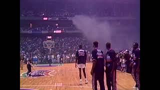 Warriors & Spurs water cannon malfunction at the Alamodome; 1994.