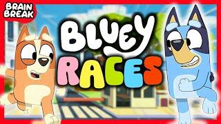 BLUEY RACES Just Dance | Brain Break for kids  Fun exercise | Fitness race P.E. warm up