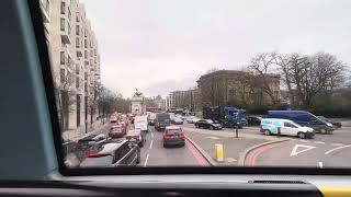 London, Mayfair to Harrods in Knightsbridge via double-decker bus, the 74 line