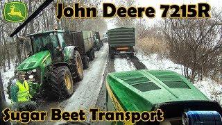 Sugar Beet Transport - CAB VIEW - John Deere 7215R - Snow - JD Power