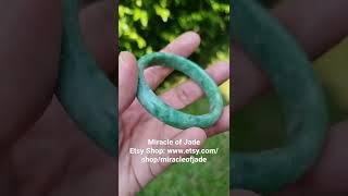 Imperial and Emerald Green Natural Type A Genuine Jadeite Jade Bangle From Myanmar.