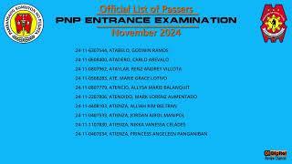 PNP Entrance Exam Result November 2024 - List of Passers