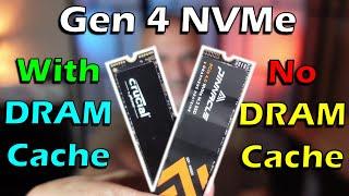 Gen4 NVMe With DRAM Cache vs Gen4 NVMe without Dram Cache  Crucial P5 Plus vs Timetec Pinnacle SD1