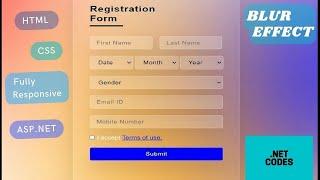 User Registration Form | How to create User Registration Form using ASP.NET c# |#registration #css