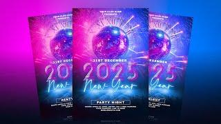 2025 New Year Party Flyer Design | Photoshop Tutorial