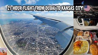 21-Hour Journey: Emirates & United Airlines Flight from Dubai to Kansas City via Chicago! 