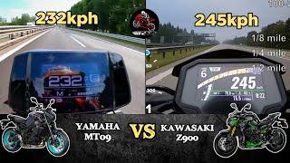 2022 Yamaha MT09 vs Kawasaki Z900 SE | Top Speed | Acceleration 