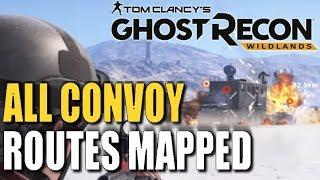 Map of All Convoy Routes - GHOST RECON WILDLANDS Convoy Map